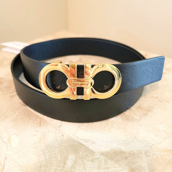 Salvatore Ferragamo “Double Gancini” Saffiano-Leather Belt NWT, Size S (26-28”) - Picture 8 of 8